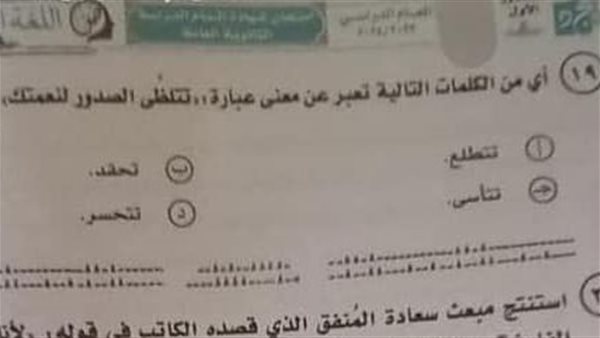 رسميا.. معنى كلمة تتلظى الصدور في امتحان اللغة العربية للثانوية العامة 2024